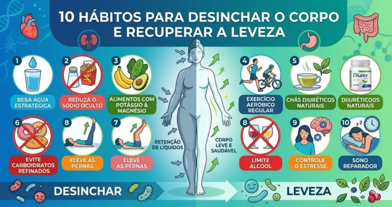 10 hábitos práticos para eliminar a retenção de líquidos