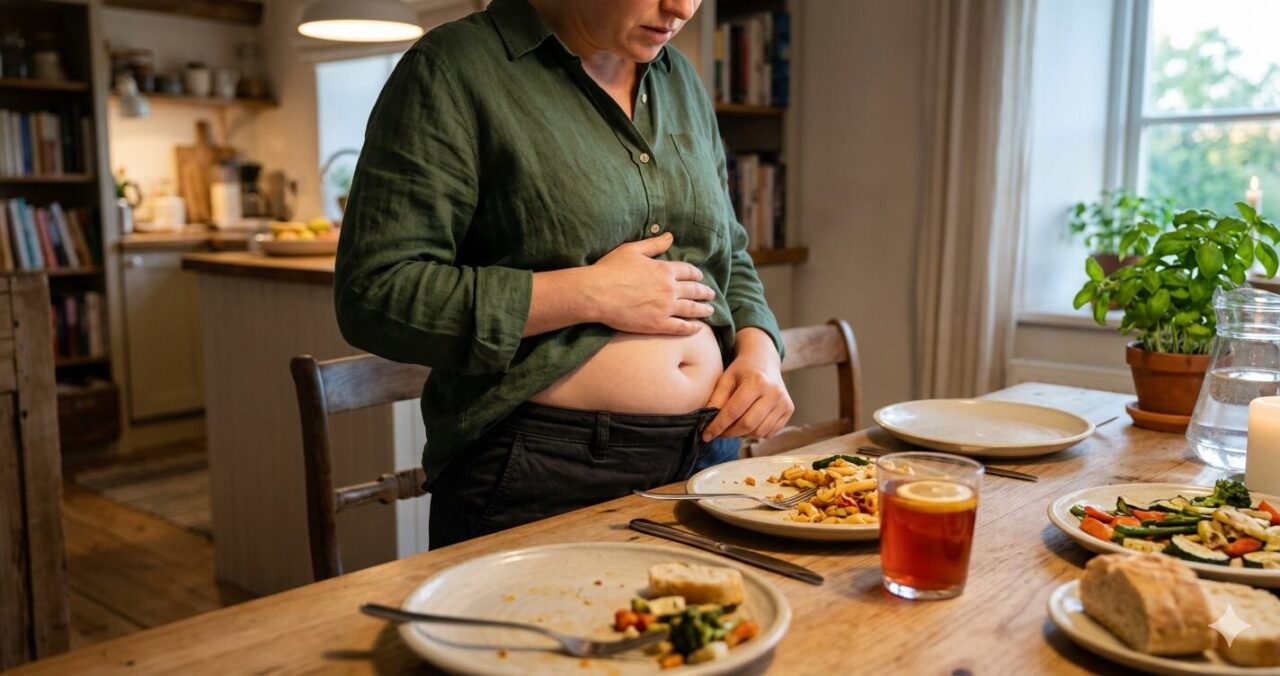 Barriga inchada após comer